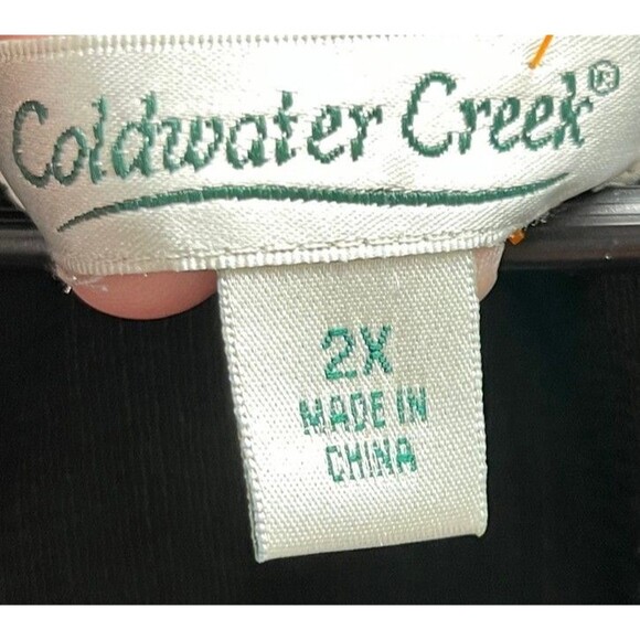 Coldwater Creek 2X Linen Silk Shirt Women's Size Black Button Up Tunic Top - Picture 3 of 4